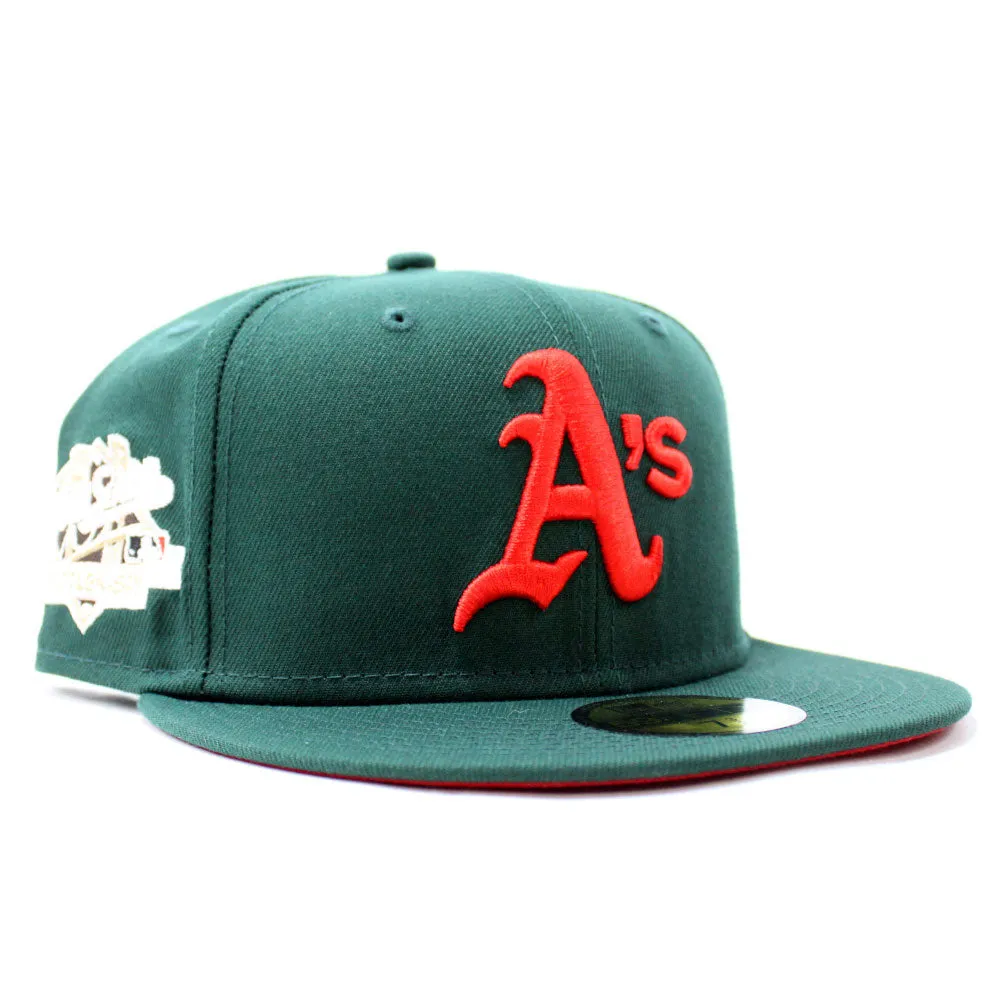 Oakland Athletics 1989 World Series New Era 59Fifty Fitted Hat (Glow in the Dark Green Red Under Brim)