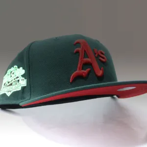 Oakland Athletics 1989 World Series New Era 59Fifty Fitted Hat (Glow in the Dark Green Red Under Brim)