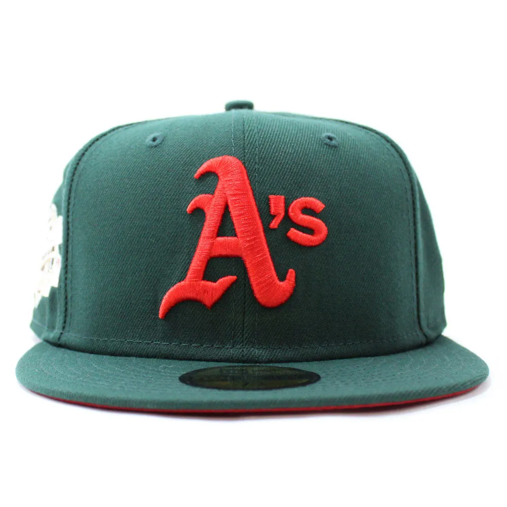 Oakland Athletics 1989 World Series New Era 59Fifty Fitted Hat (Glow in the Dark Green Red Under Brim)