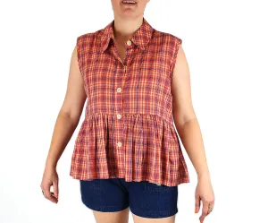 Obus plaid sleeveless top size 3, best fits 14