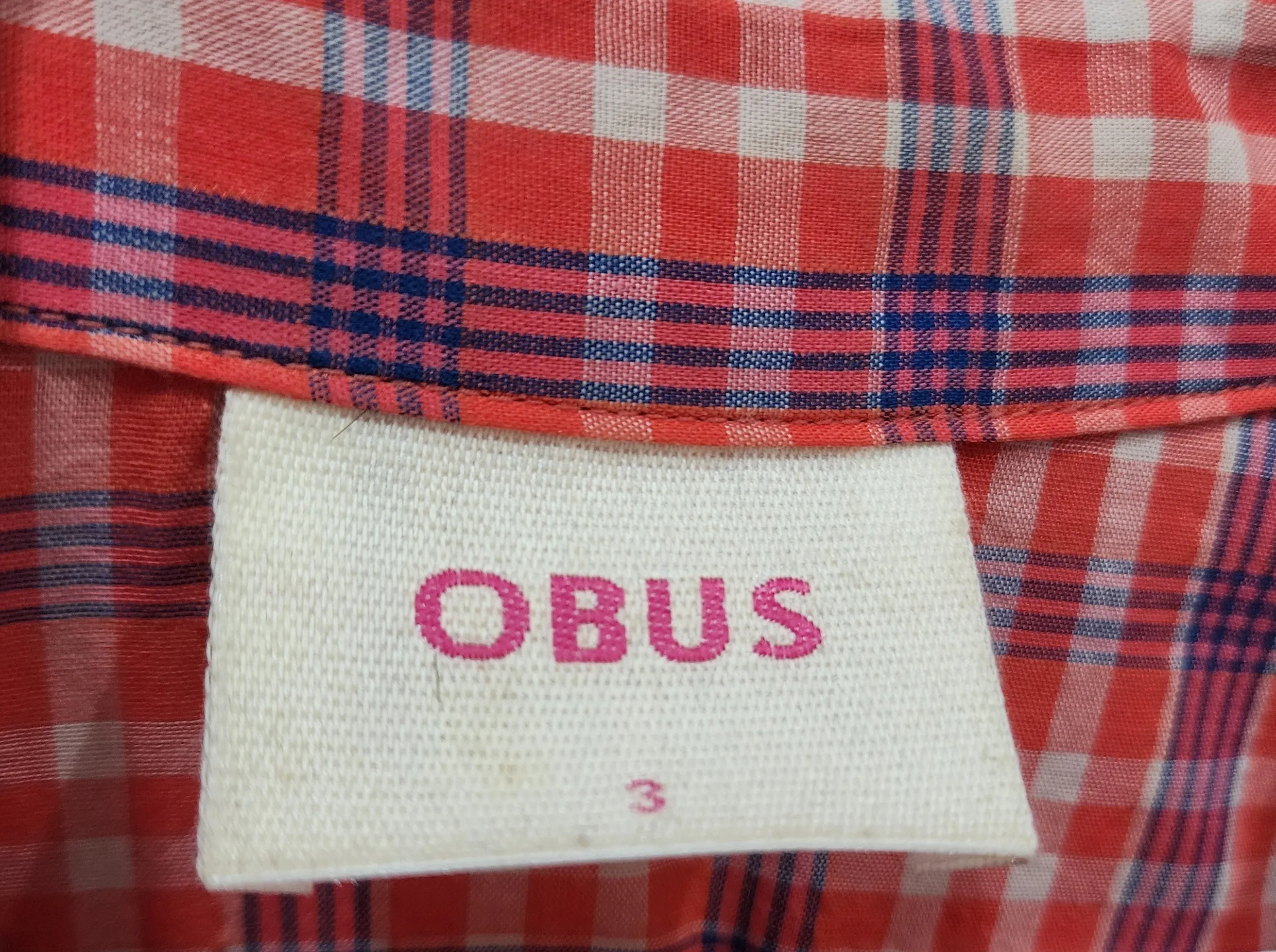 Obus plaid sleeveless top size 3, best fits 14