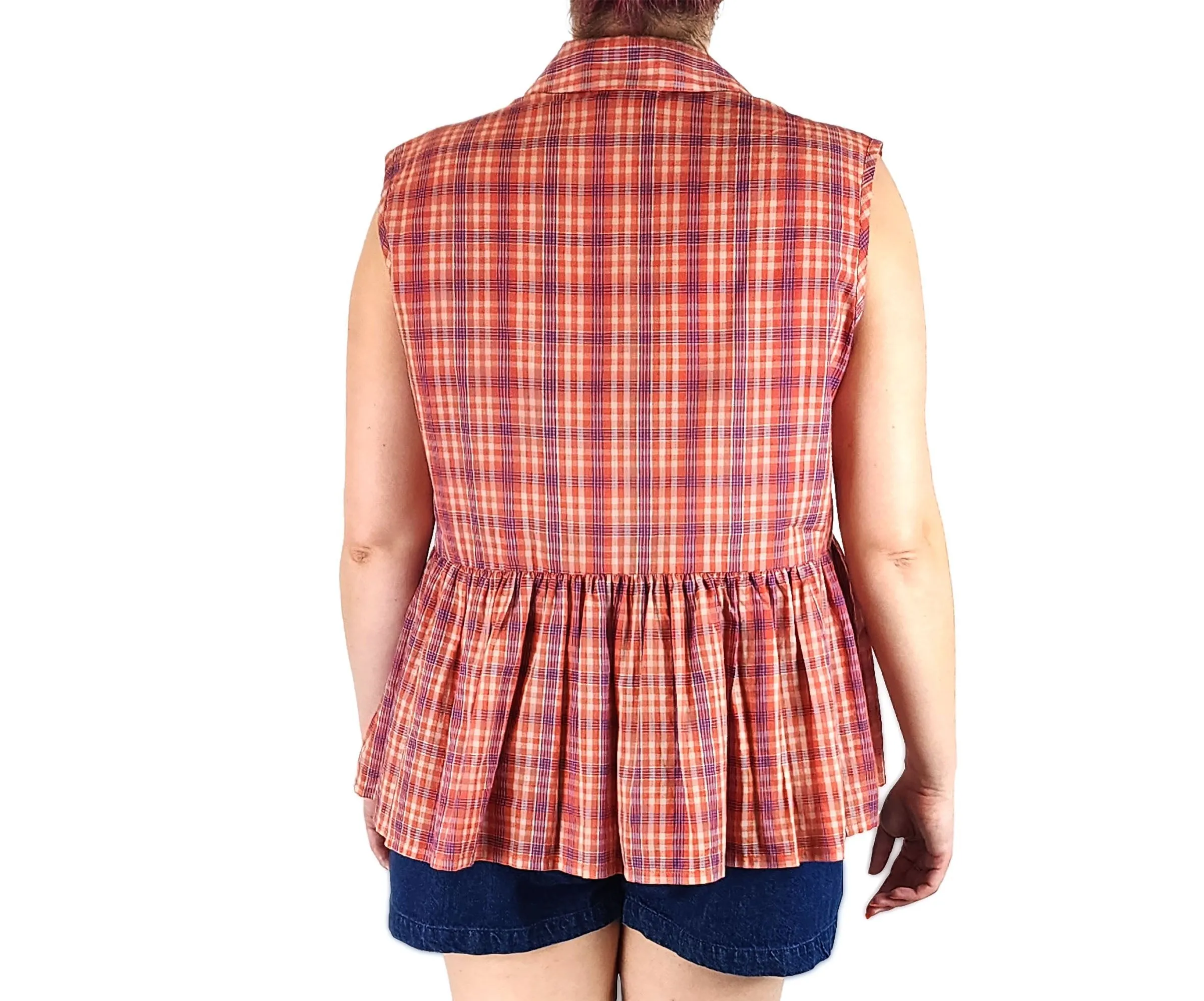 Obus plaid sleeveless top size 3, best fits 14