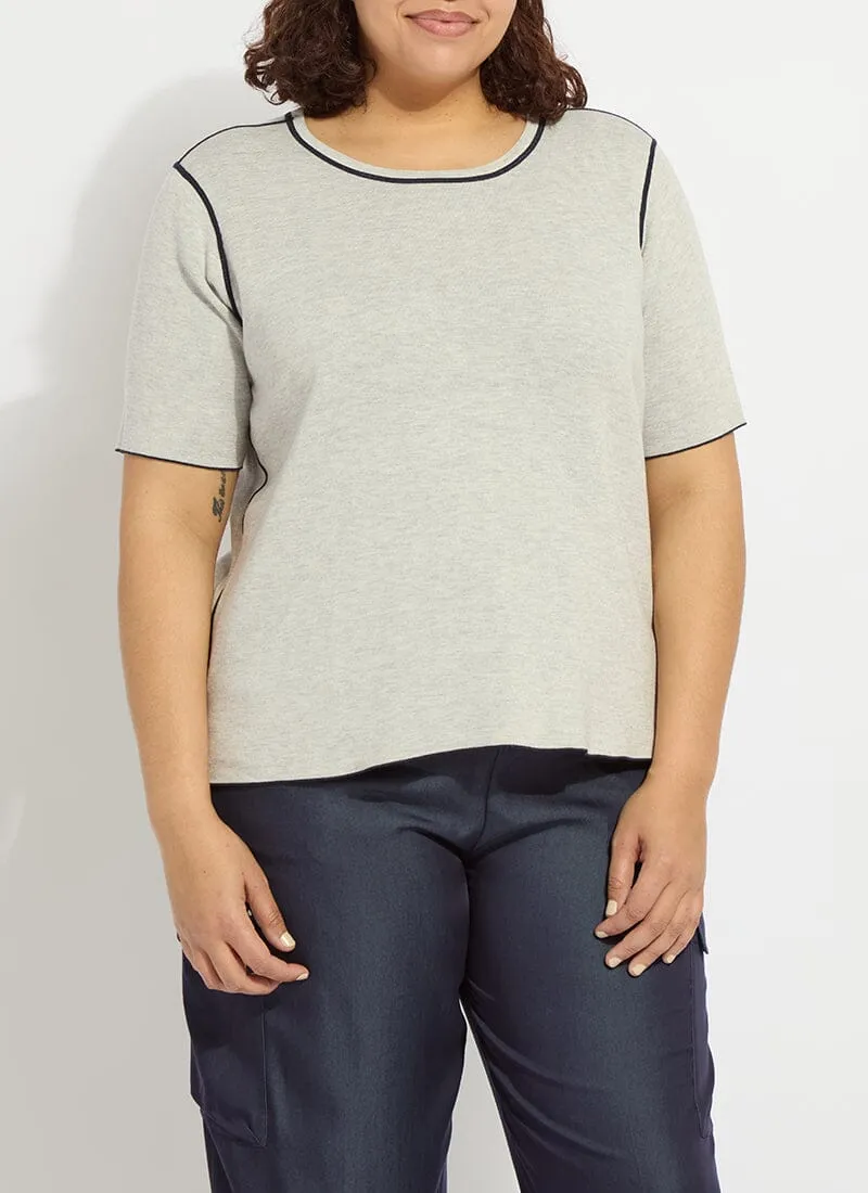 Odessa Reversible Knit Short Slv Tee Curvy