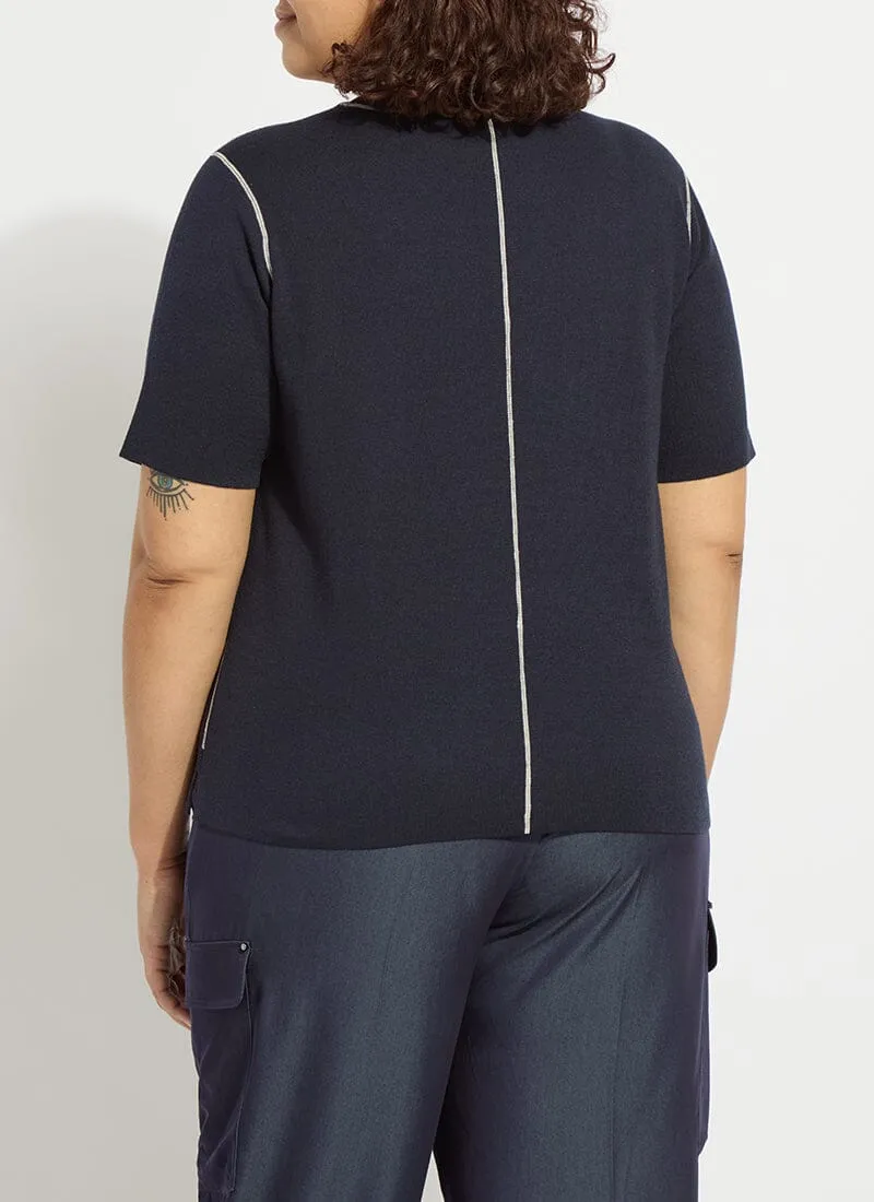 Odessa Reversible Knit Short Slv Tee Curvy