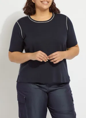Odessa Reversible Knit Short Slv Tee Curvy