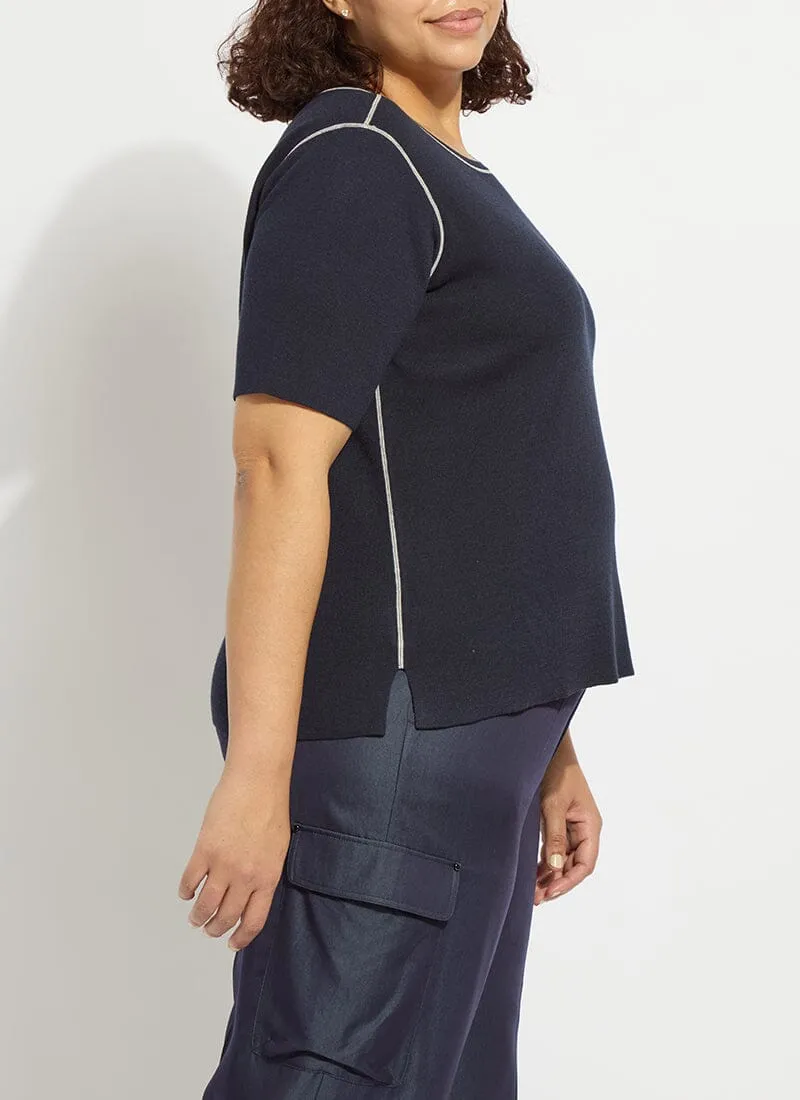 Odessa Reversible Knit Short Slv Tee Curvy
