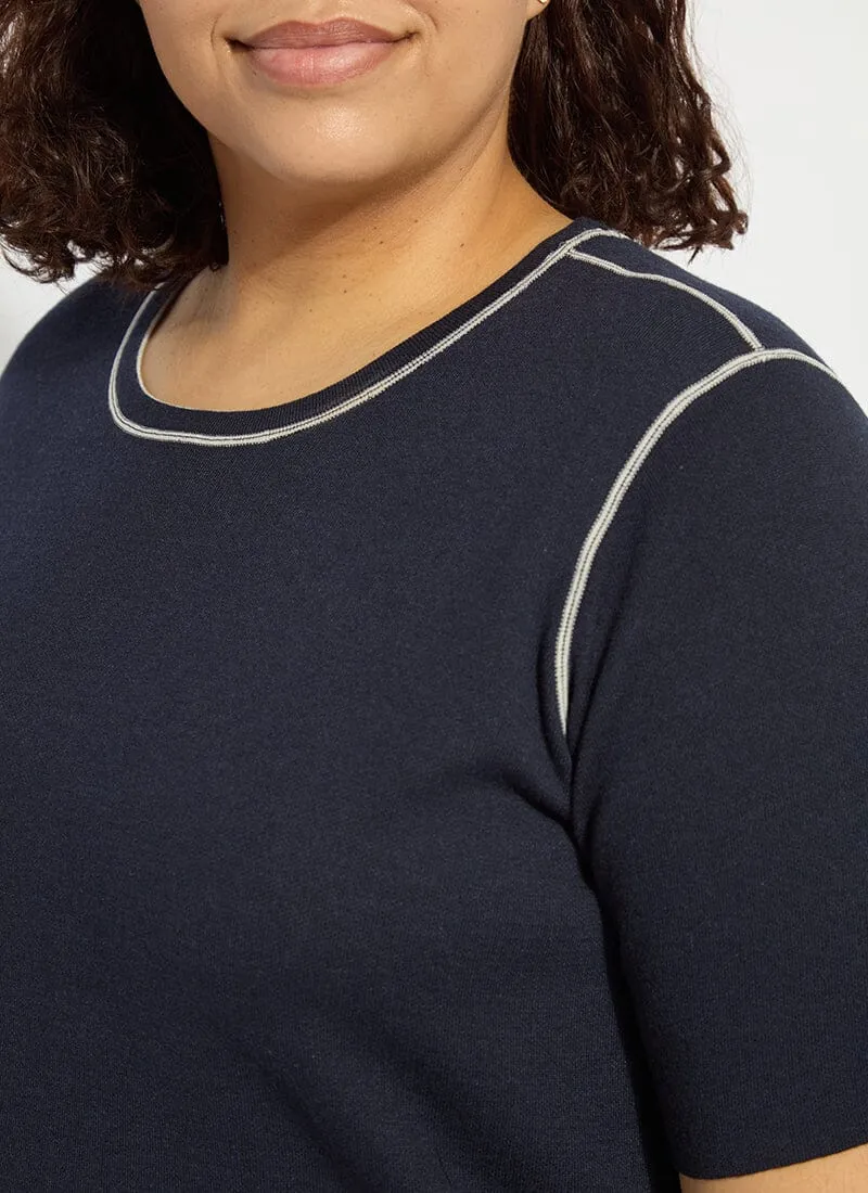 Odessa Reversible Knit Short Slv Tee Curvy