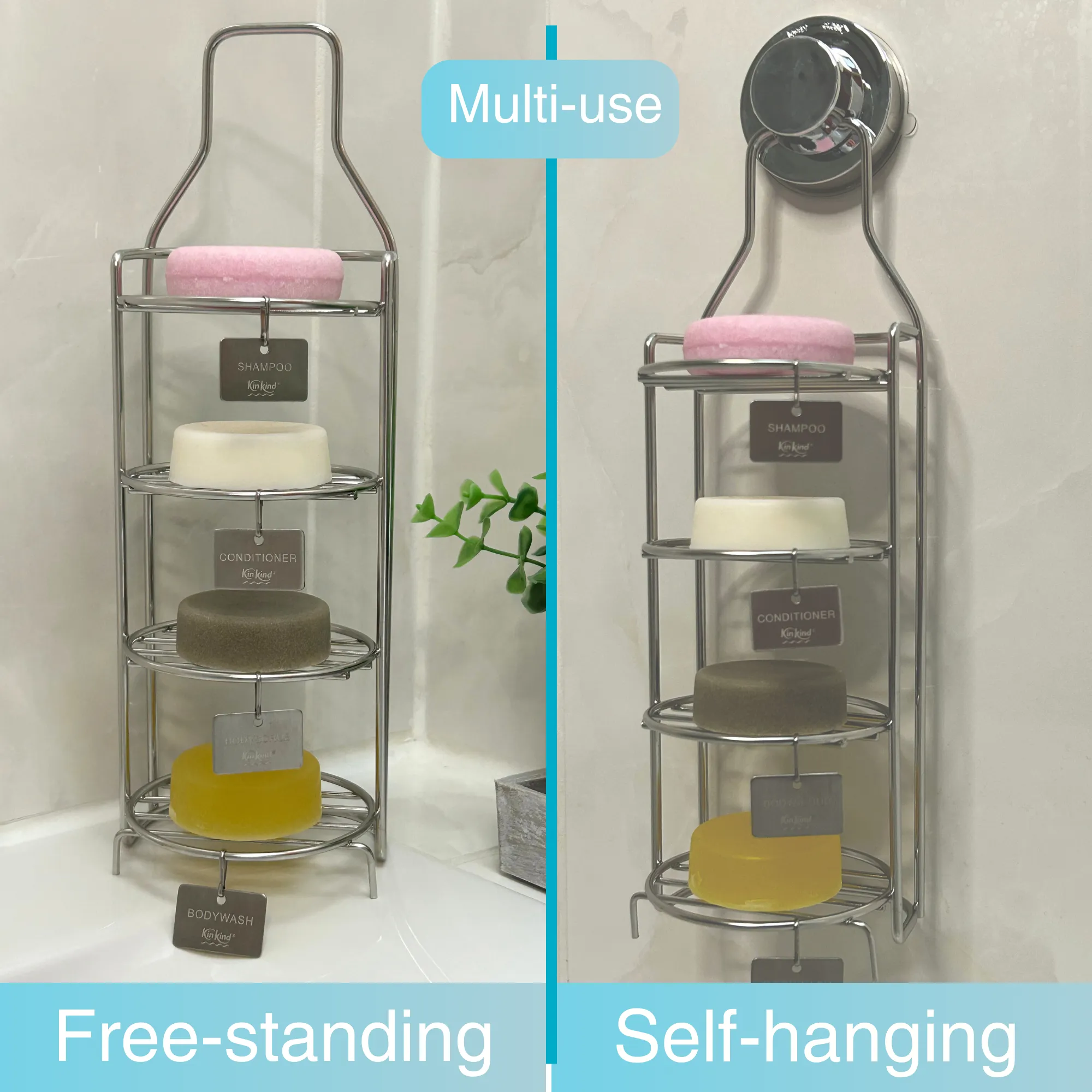 Oh so STYLISH! 4 Tier Shower Caddy. Customise with 4 Product Tags.