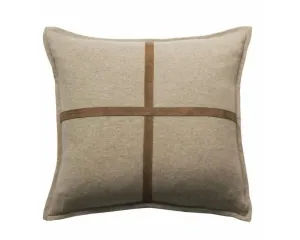 Palermo Cashmere Pillow with Cross Suede - Beige
