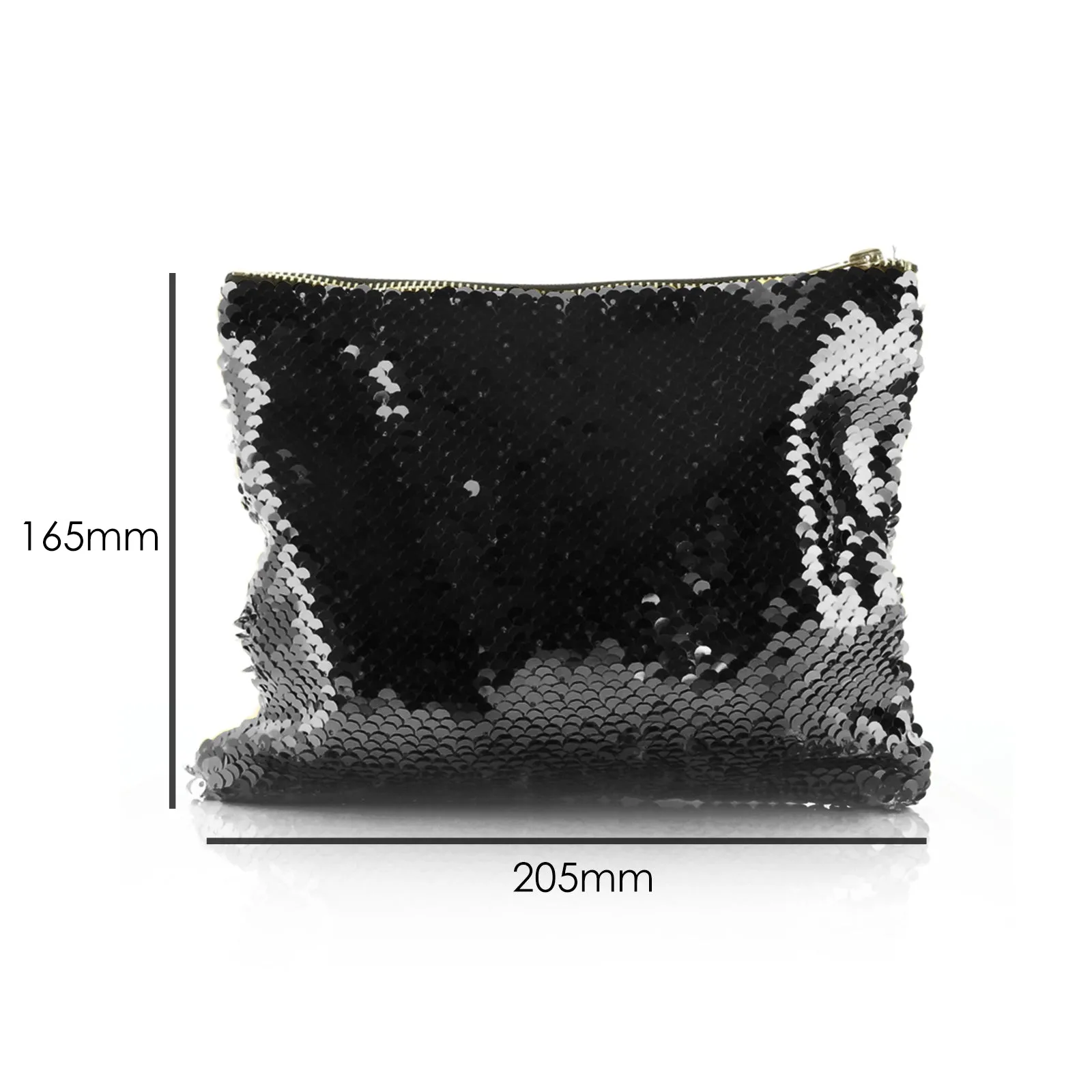 Personalised Sequin Zip Bag with Stylish Text and Cupid Hearts Print