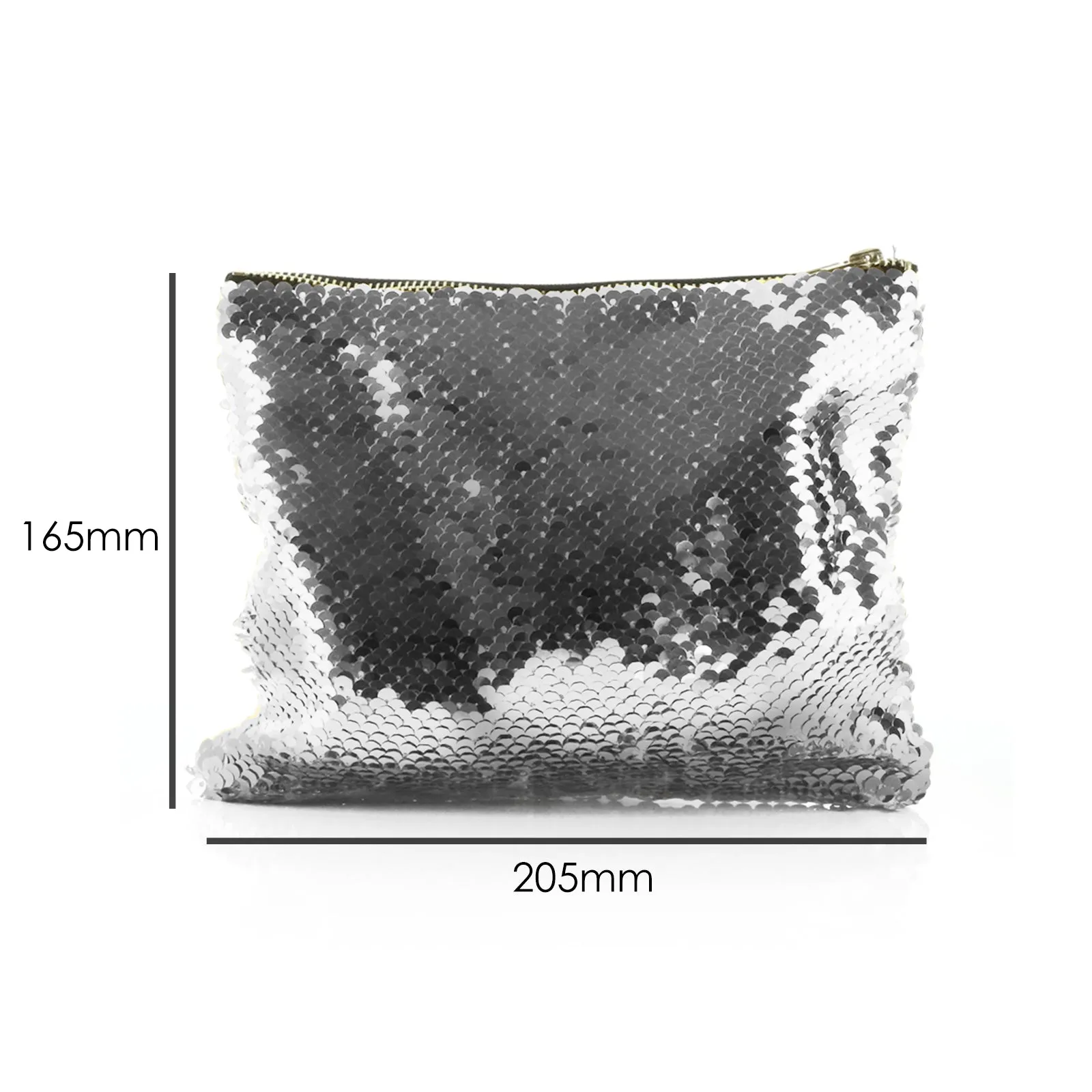 Personalised Sequin Zip Bag with Stylish Text and Cupid Hearts Print