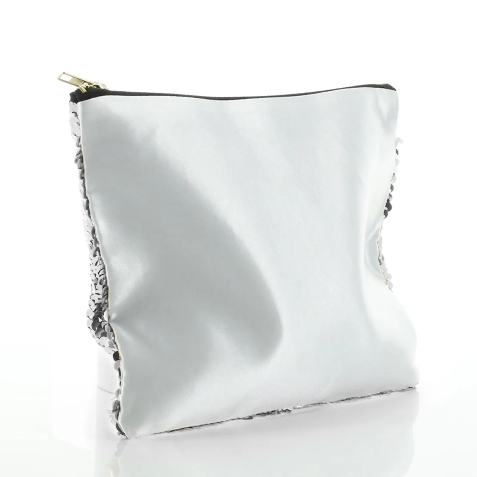Personalised Sequin Zip Bag with Stylish Text and Love Bird Letters Print