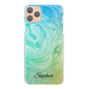 Personalised Sony Phone Hard Case with Stylish Text on Turquoise Gradient Swirled Marble