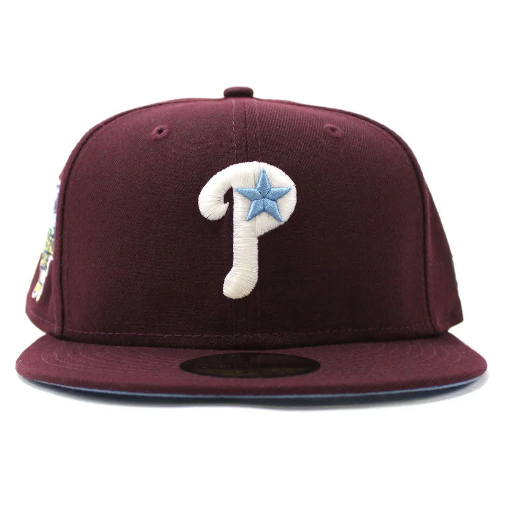 Philadelphia Phillies 2006 All-Star Games 59Fifty New Era Fitted Cap (Glow in the Dark Maroon Sky Blue Under Brim)