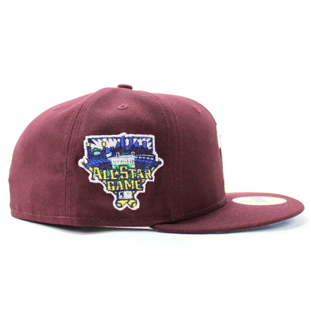 Philadelphia Phillies 2006 All-Star Games 59Fifty New Era Fitted Cap (Glow in the Dark Maroon Sky Blue Under Brim)