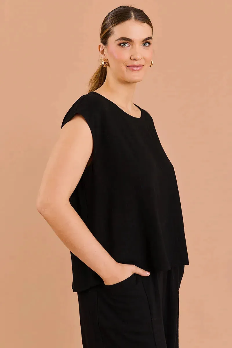 Plus Size Cap Sleeve Round Neck Top