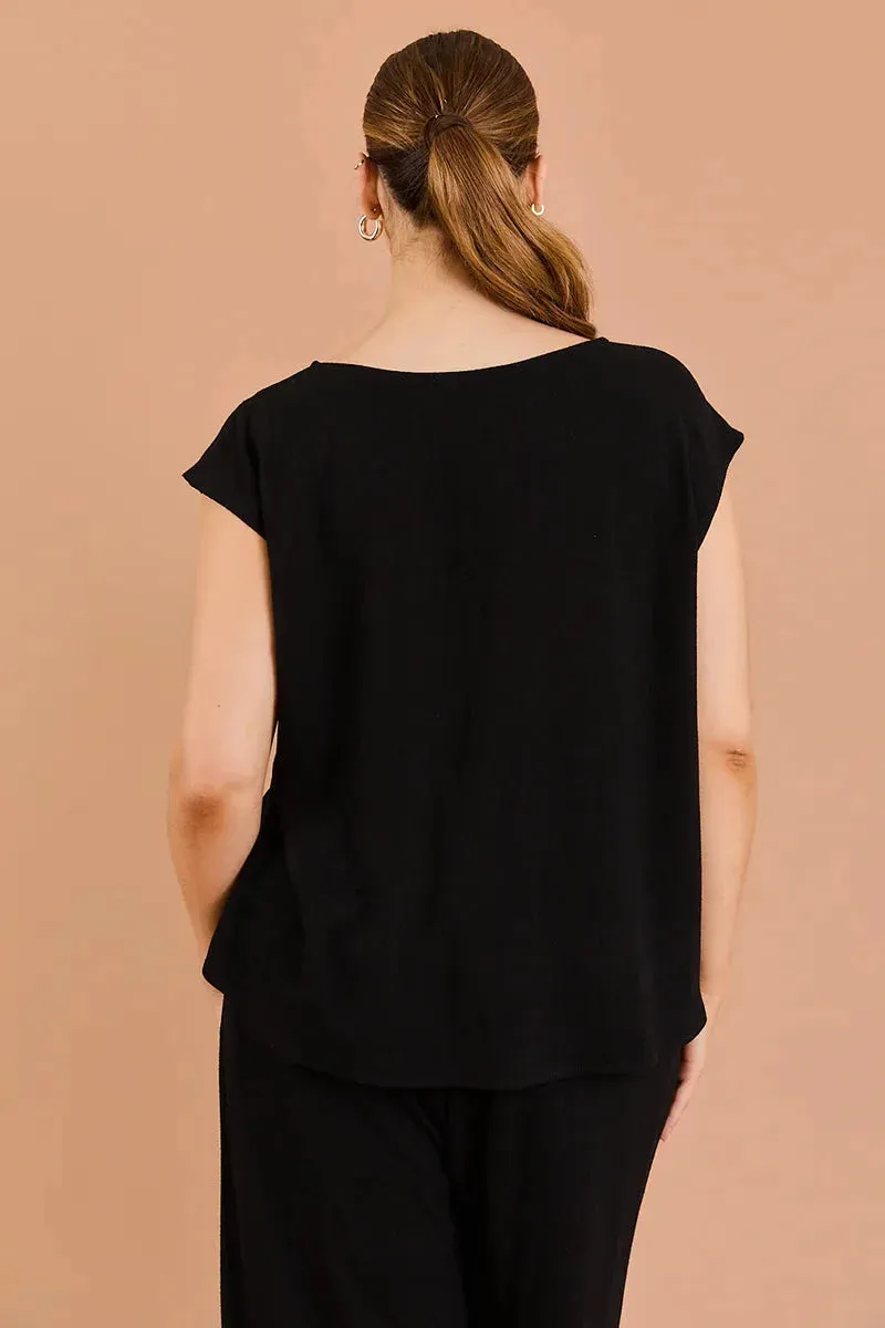 Plus Size Cap Sleeve Round Neck Top