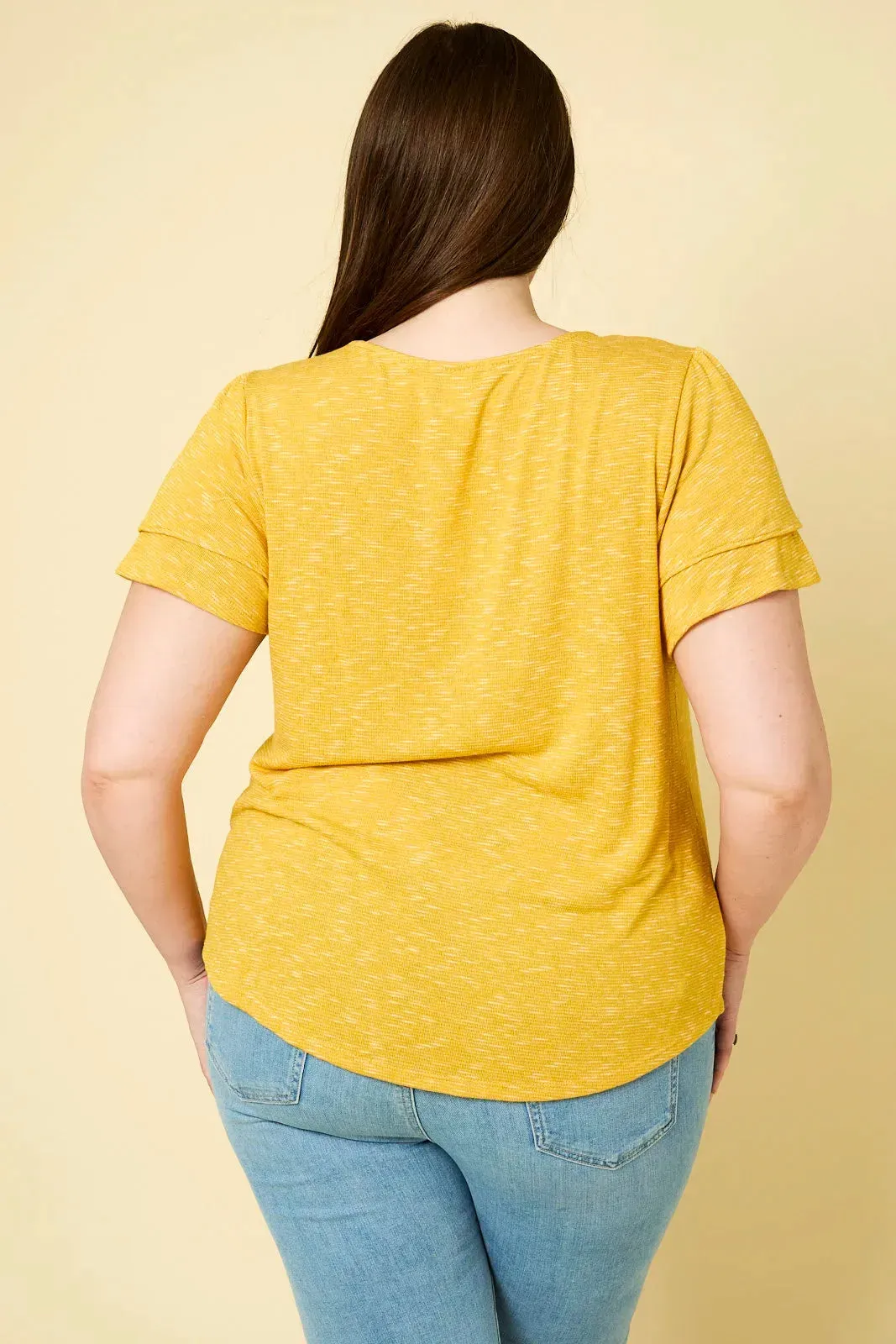 Plus Size Double Ruffle Short Sleeve Crew Neck Top