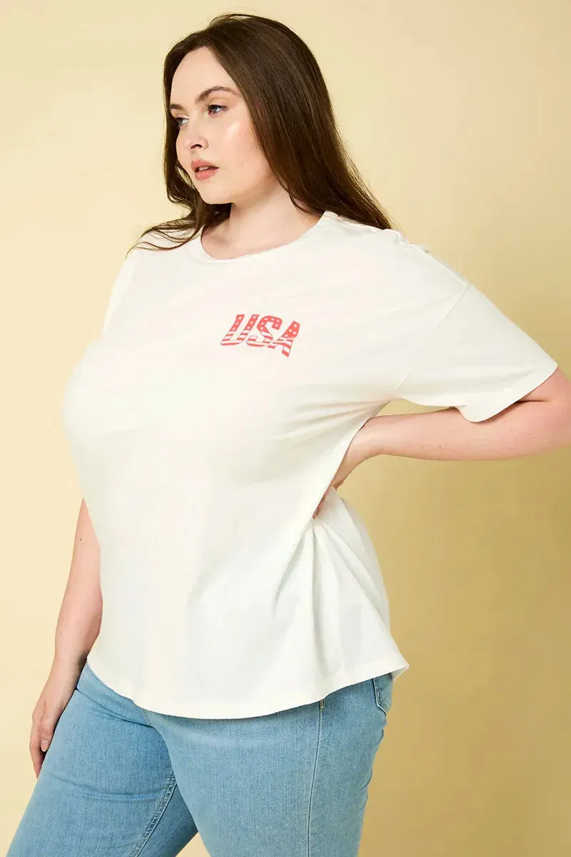 Plus Size "USA" Short Sleeve T-Shirt