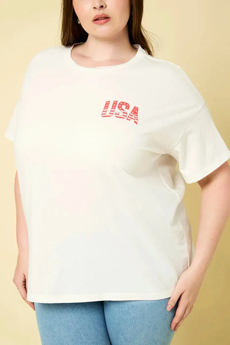 Plus Size "USA" Short Sleeve T-Shirt