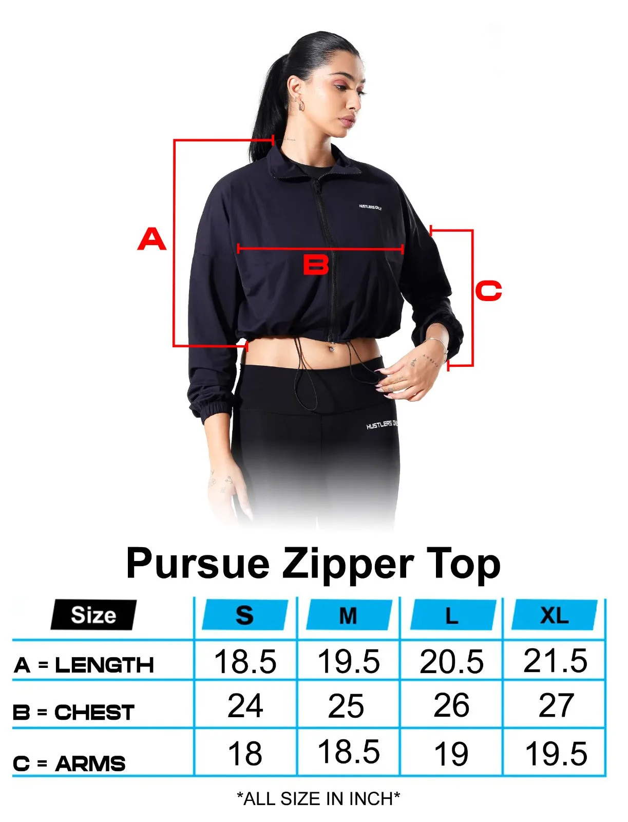Pursue Zipper Top - Black