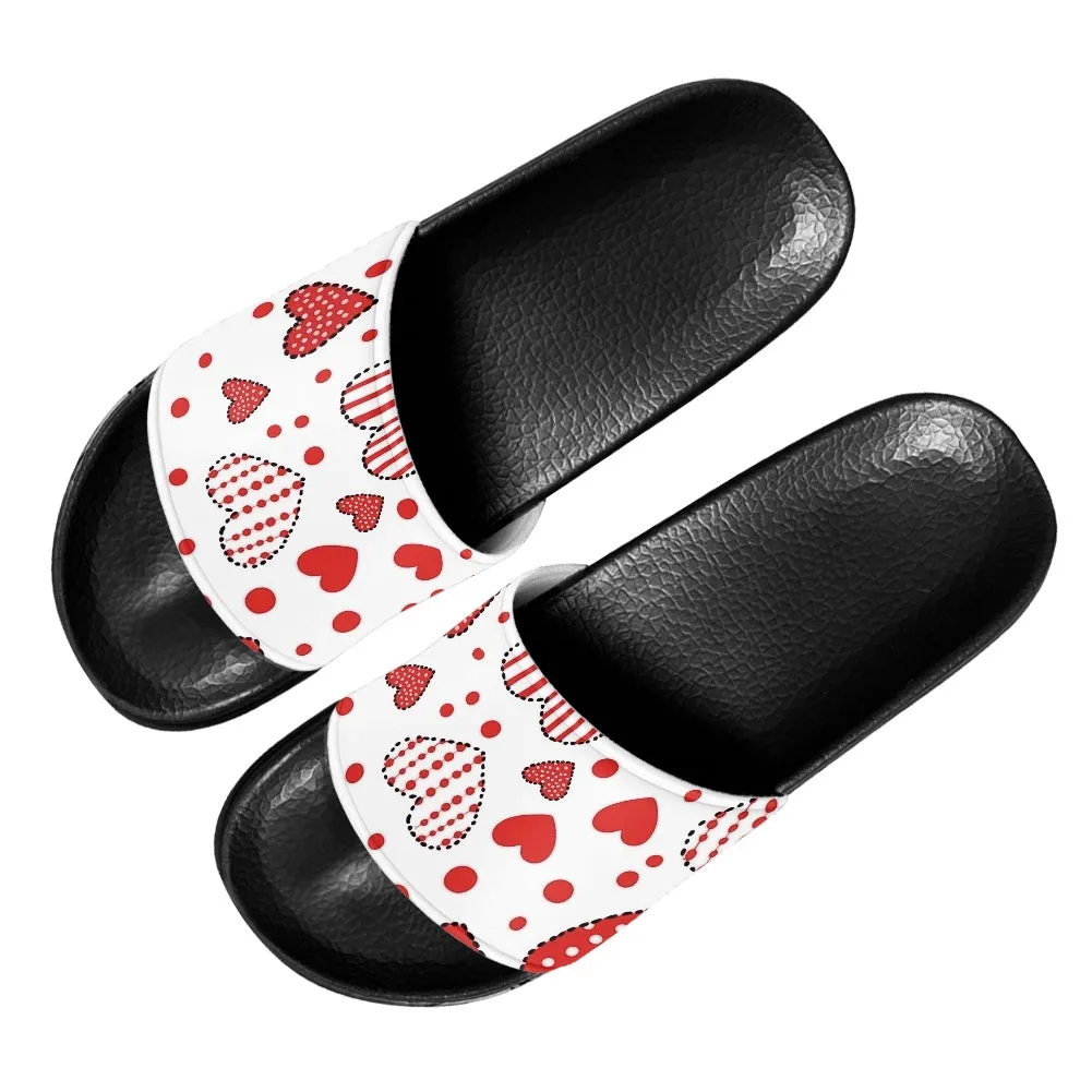 Red Heart Patchwork Slide Sandals