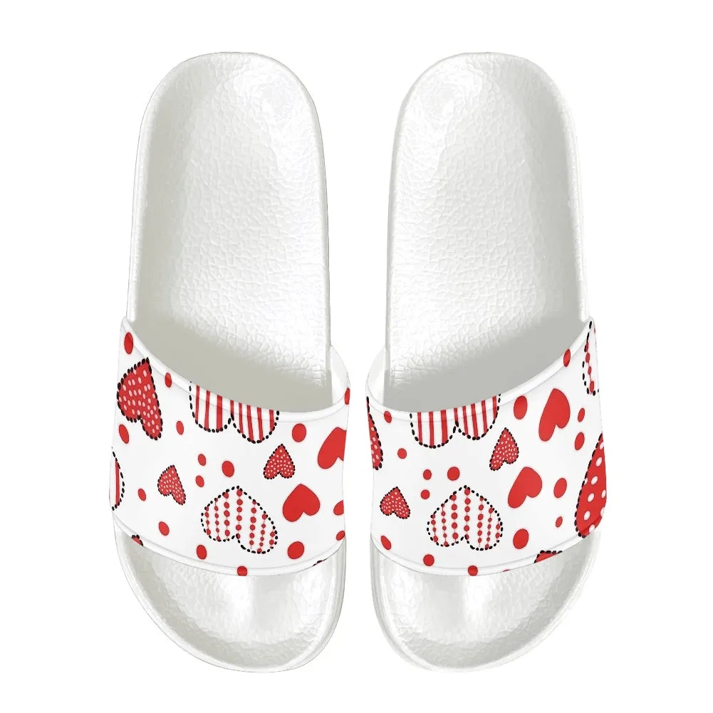 Red Heart Patchwork Slide Sandals