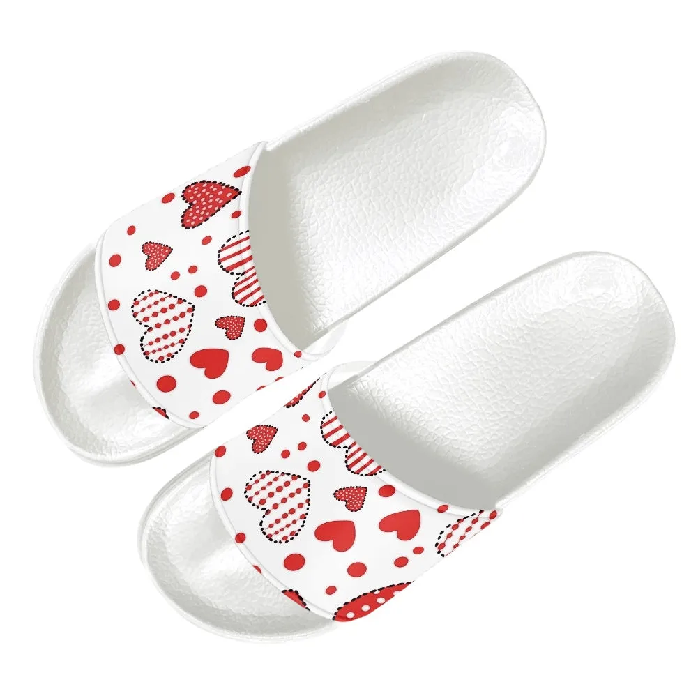 Red Heart Patchwork Slide Sandals