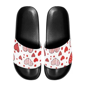 Red Heart Patchwork Slide Sandals