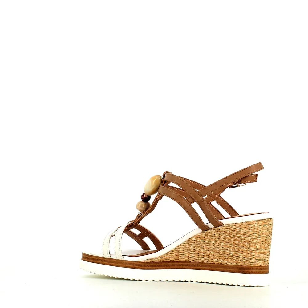Regarde Le Ciel Madison Wedge Sandal White/Hazelnut
