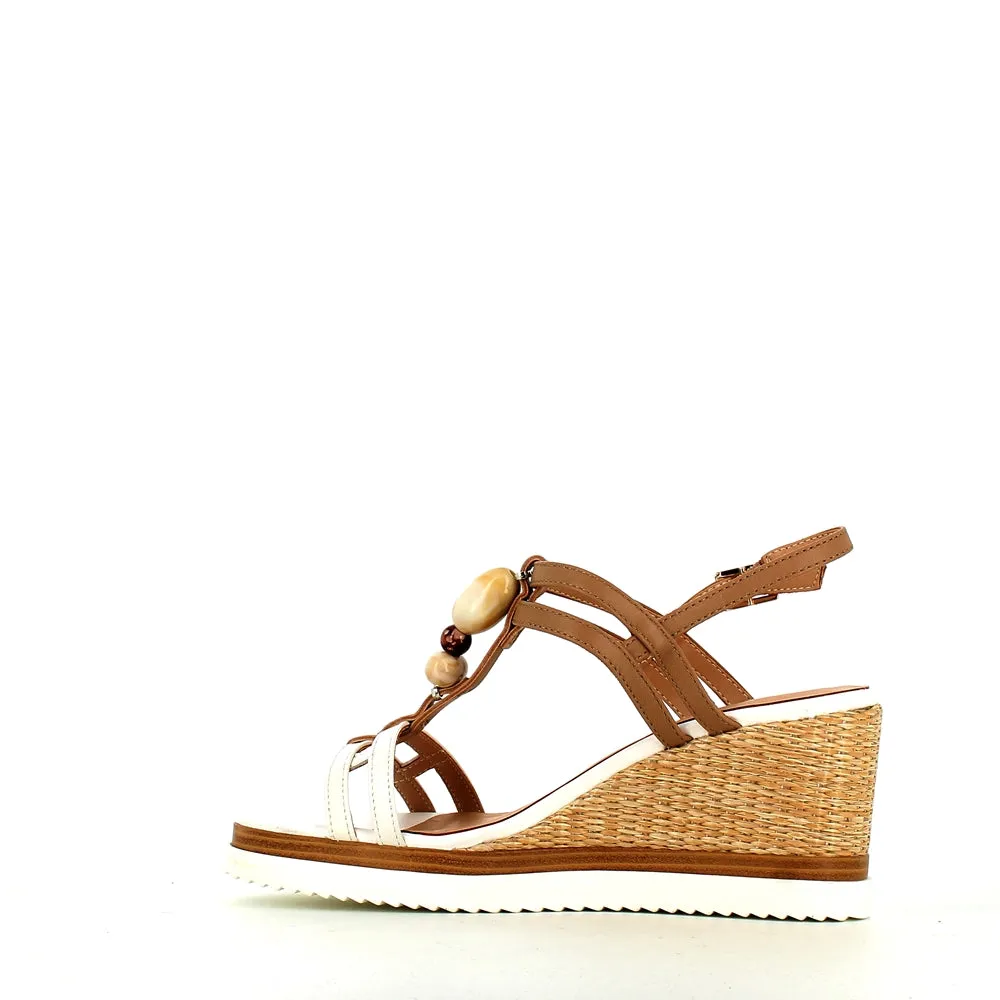 Regarde Le Ciel Madison Wedge Sandal White/Hazelnut