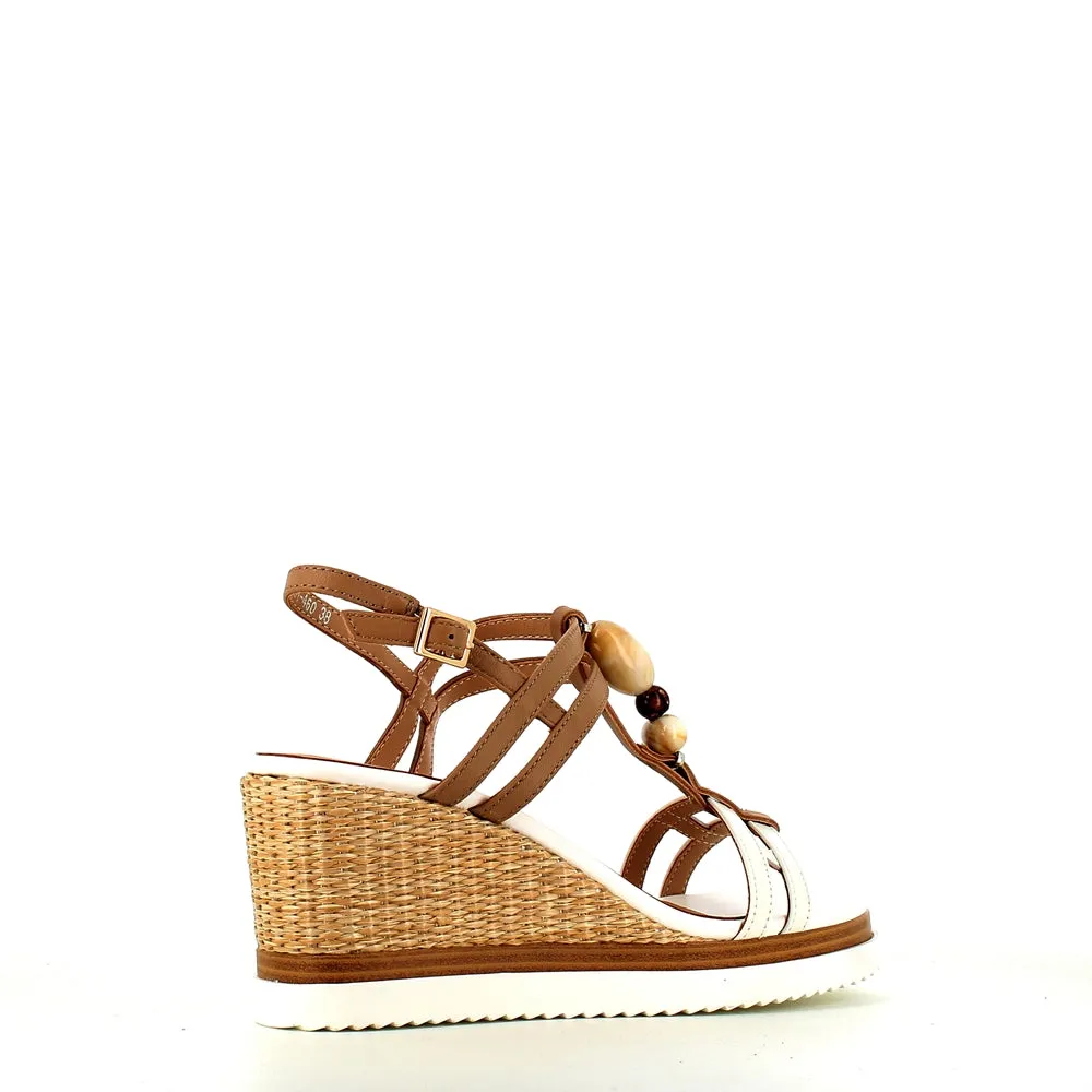 Regarde Le Ciel Madison Wedge Sandal White/Hazelnut