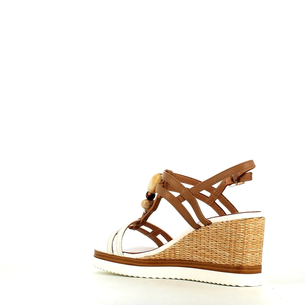 Regarde Le Ciel Madison Wedge Sandal White/Hazelnut