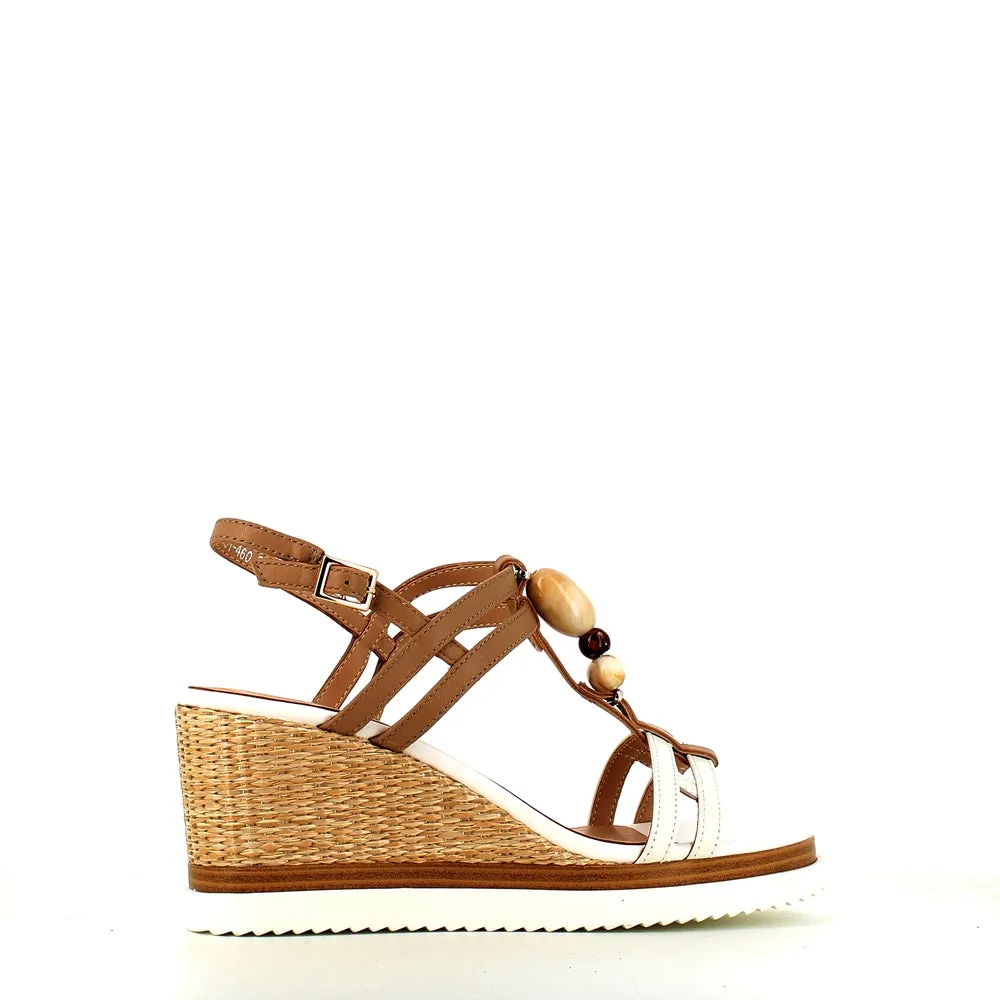 Regarde Le Ciel Madison Wedge Sandal White/Hazelnut
