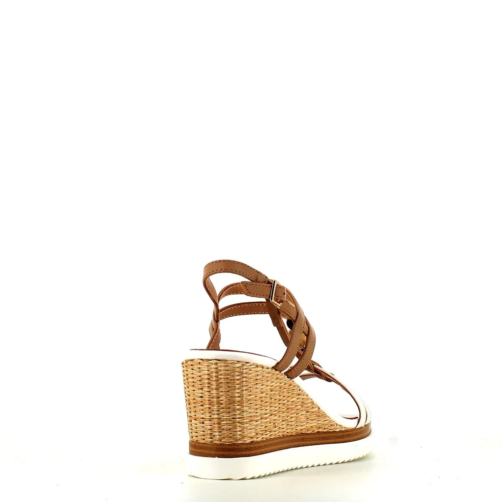 Regarde Le Ciel Madison Wedge Sandal White/Hazelnut