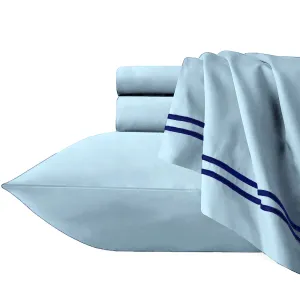 Renee Taylor Strada Embroidered 1000 TC Egyptian Cotton Quilt Cover Sets - Sky Navy