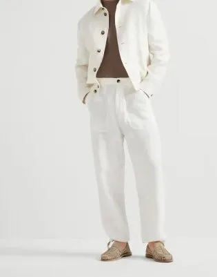 Resort Linen Drawstring Trousers – Classic White