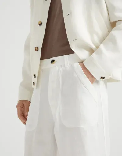Resort Linen Drawstring Trousers – Classic White