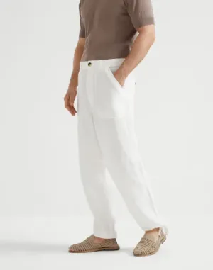 Resort Linen Drawstring Trousers – Classic White