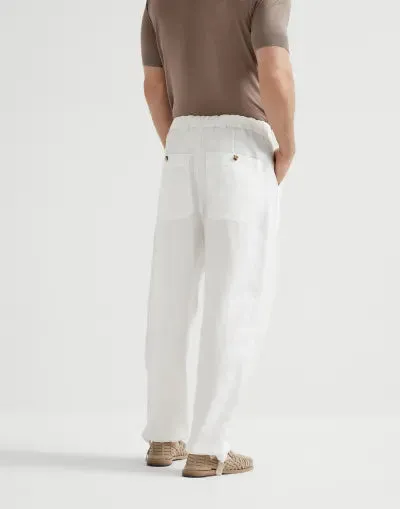 Resort Linen Drawstring Trousers – Classic White