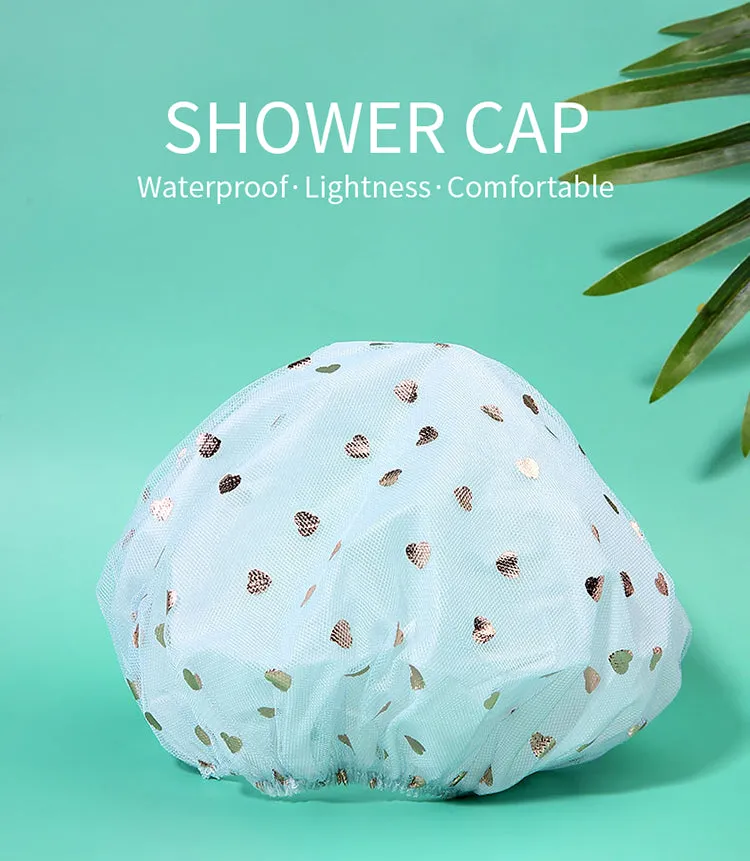 Reusable Waterproof Elastic Free-Size Bathroom Shower Caps