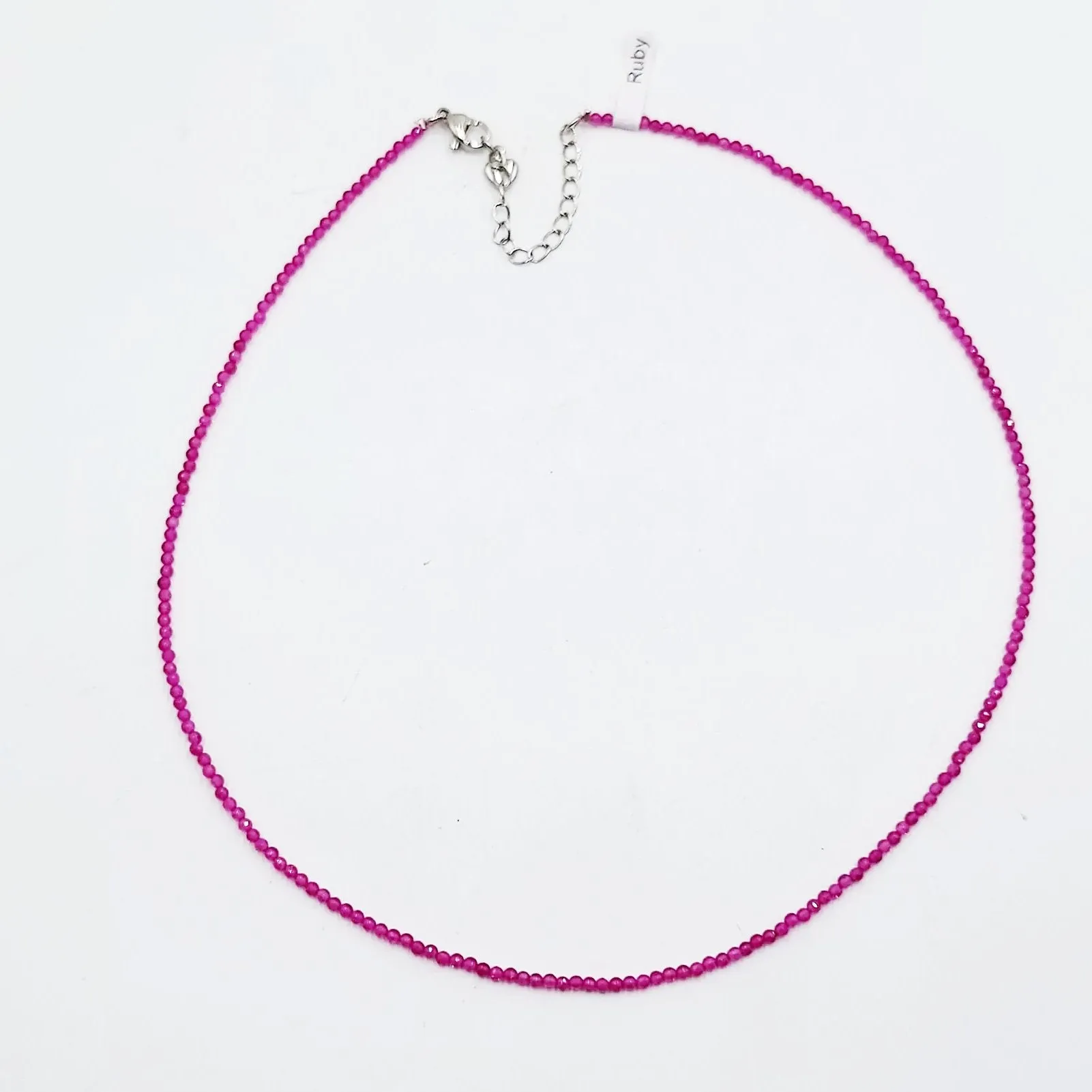 Ruby Necklace 2mm Bead Neck Chain