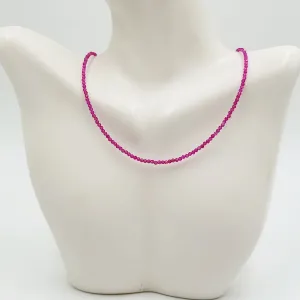 Ruby Necklace 2mm Bead Neck Chain