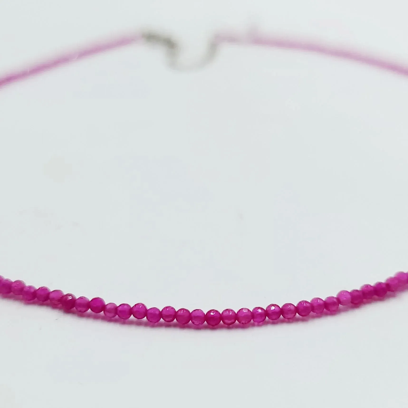 Ruby Necklace 2mm Bead Neck Chain
