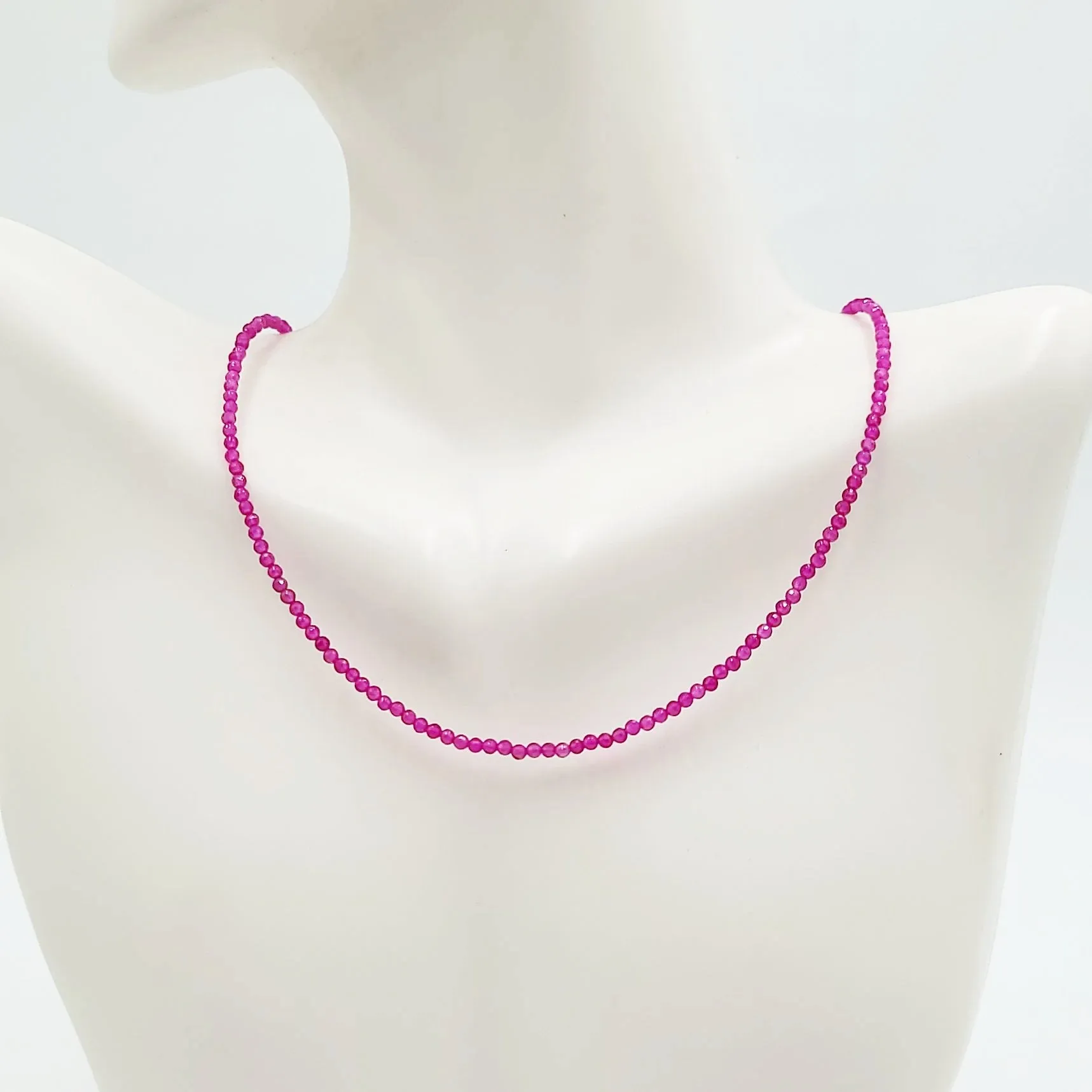 Ruby Necklace 2mm Bead Neck Chain