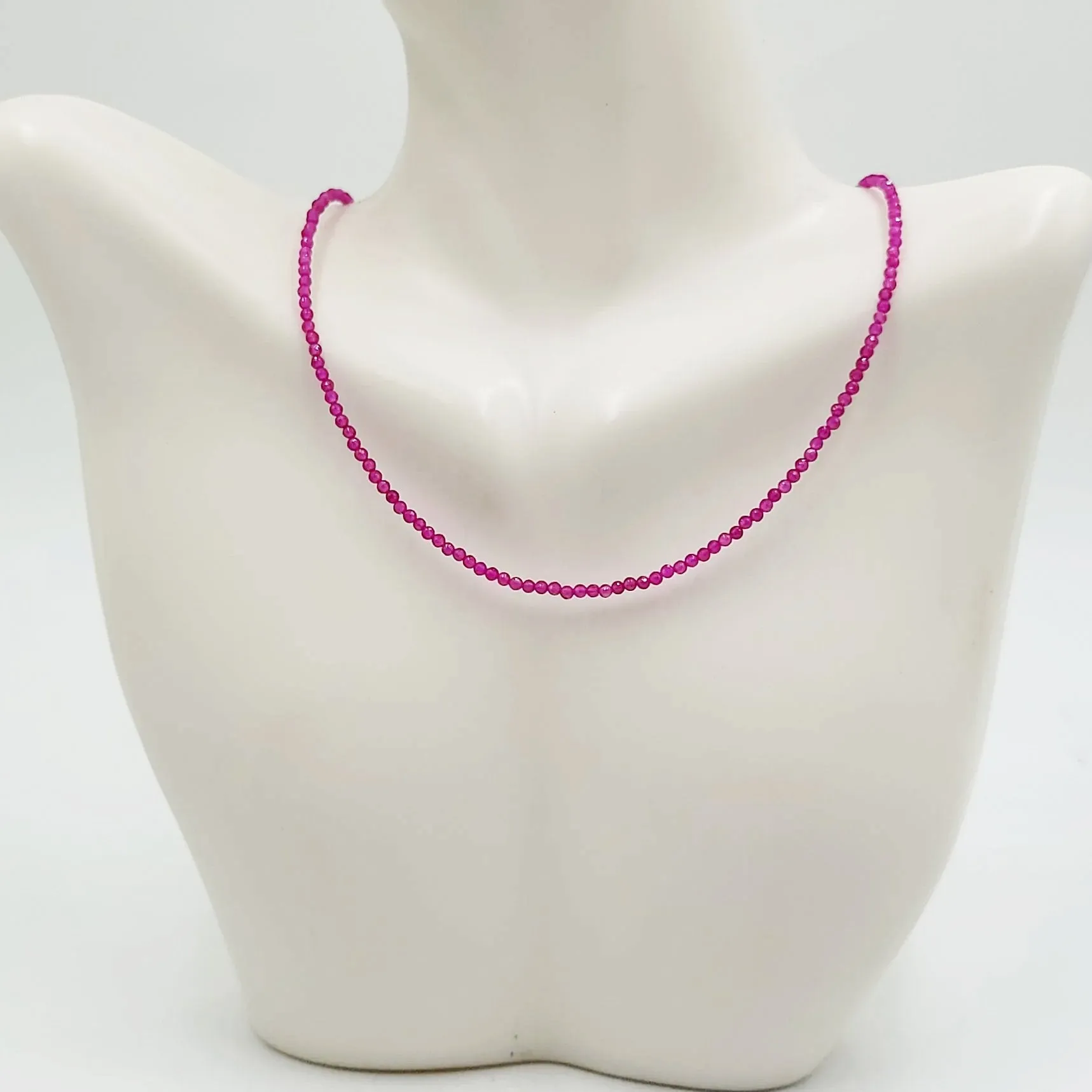 Ruby Necklace 2mm Bead Neck Chain