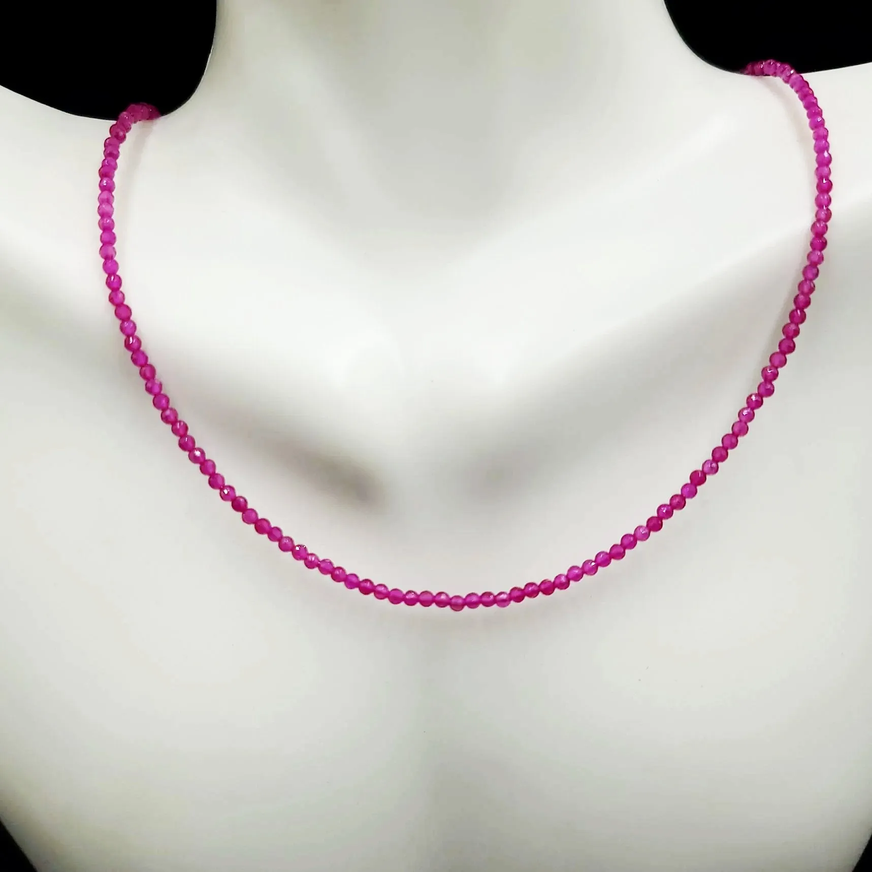 Ruby Necklace 2mm Bead Neck Chain