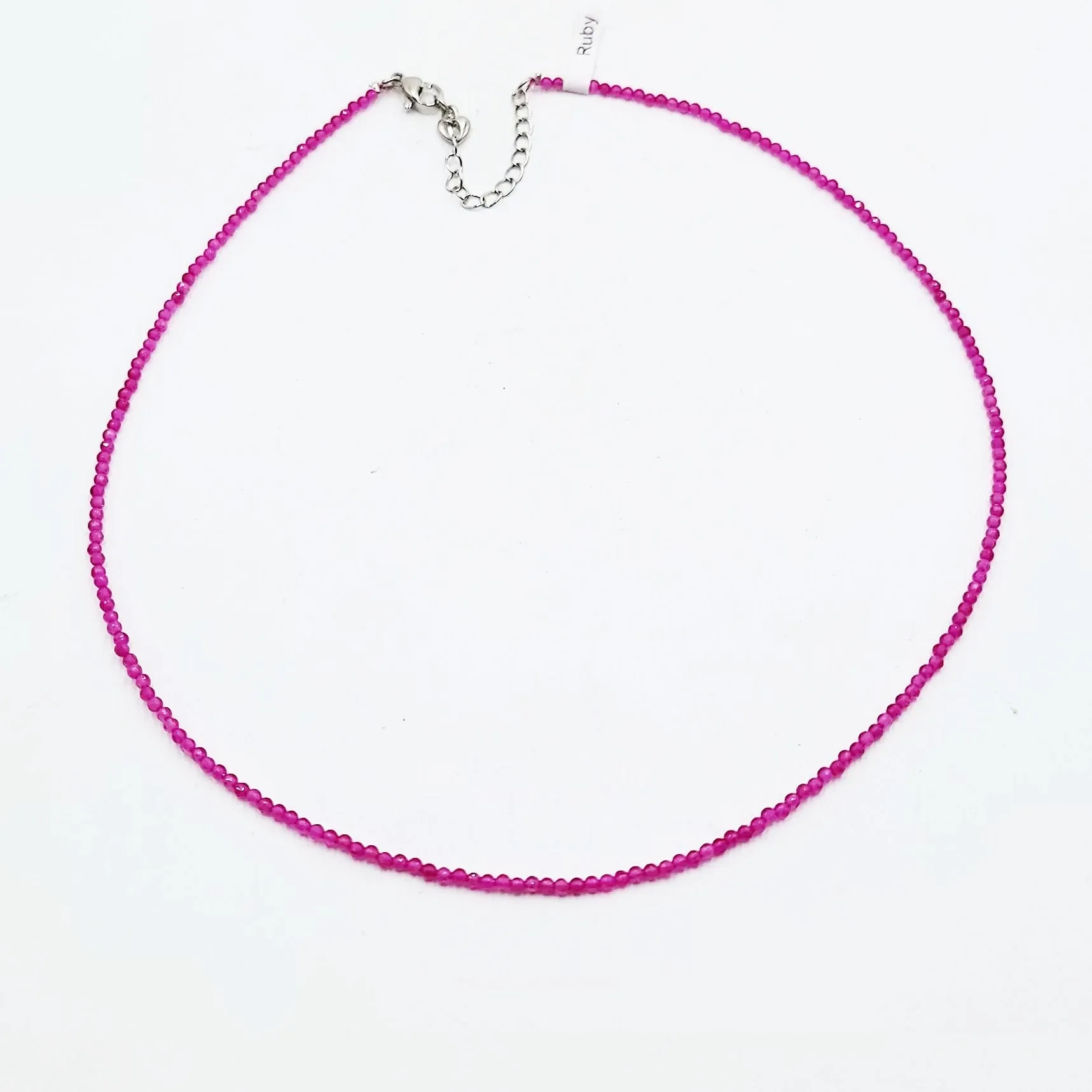 Ruby Necklace 2mm Bead Neck Chain