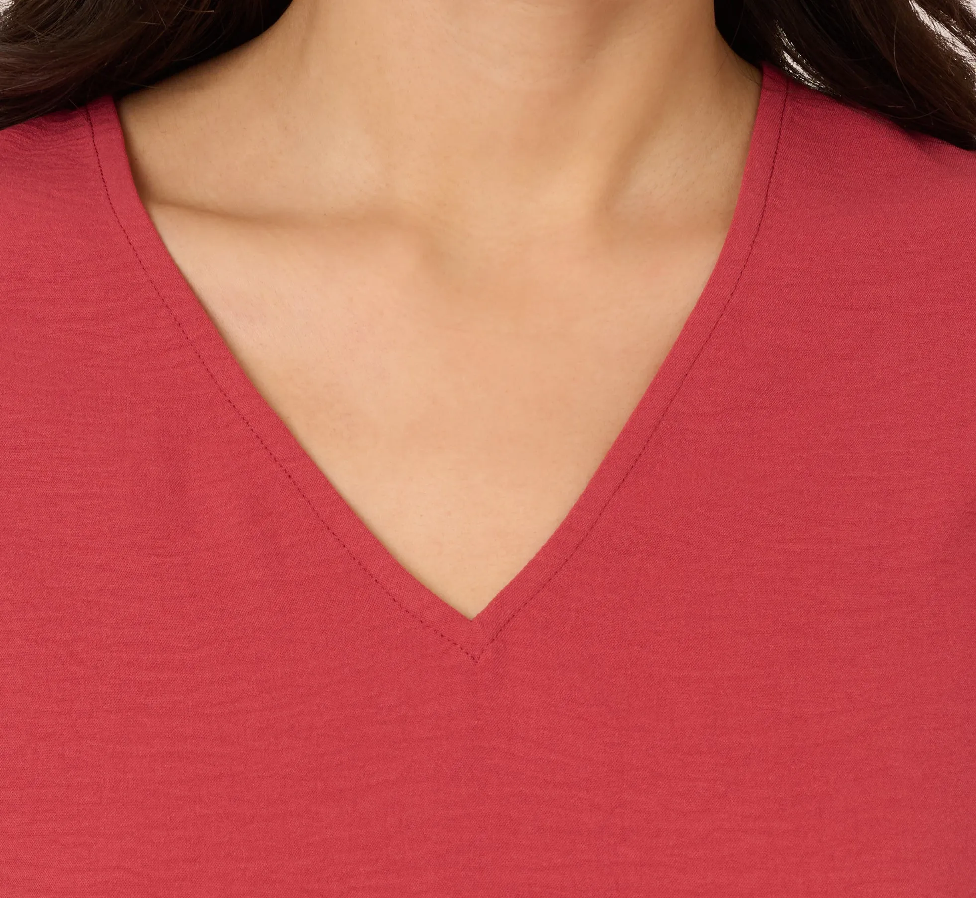 Ruffle Sleeve V Neck Satin Top In Rose