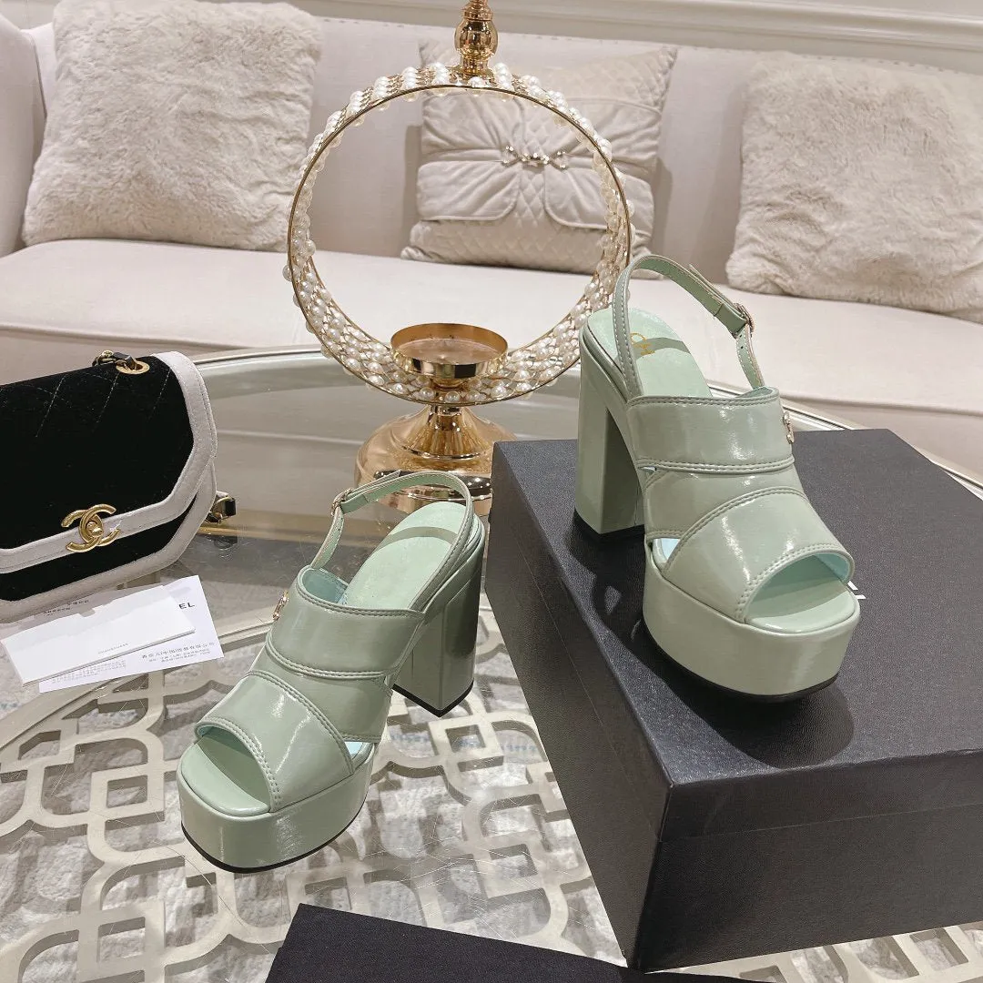 sandals light turquoise patent crumpled lambskin